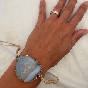 Vintage gold and azure Geode Agate Crystal Bracelet Boho